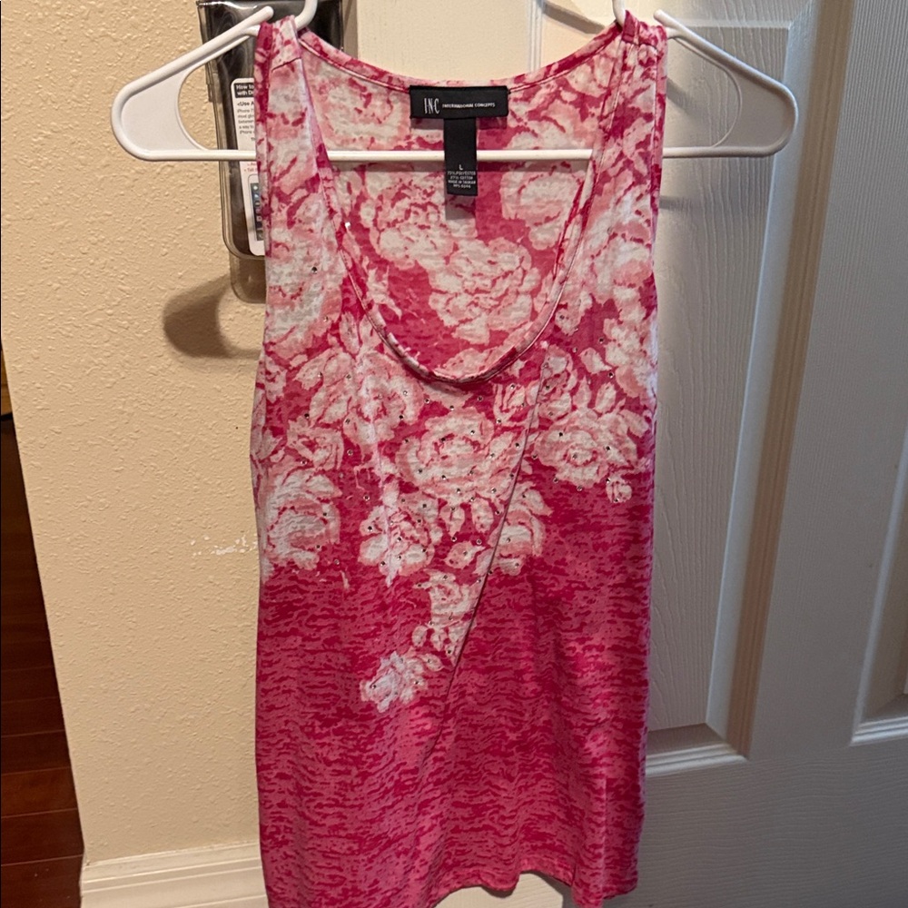 INC International Concepts Floral Pink and White Tank Top